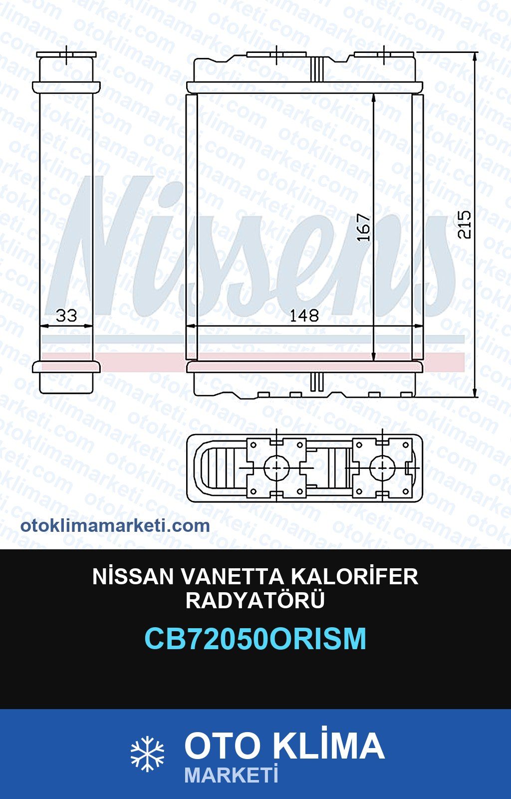 Nissan Vanetta Kalorifer Radyatörü — KALORİFER PETEĞİ — ORİS marka — Uyumlu: NISSAN