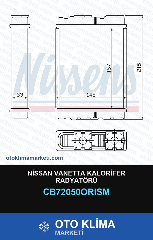 Nissan Vanetta Kalorifer Radyatörü — KALORİFER PETEĞİ — ORİS marka — Uyumlu: NISSAN