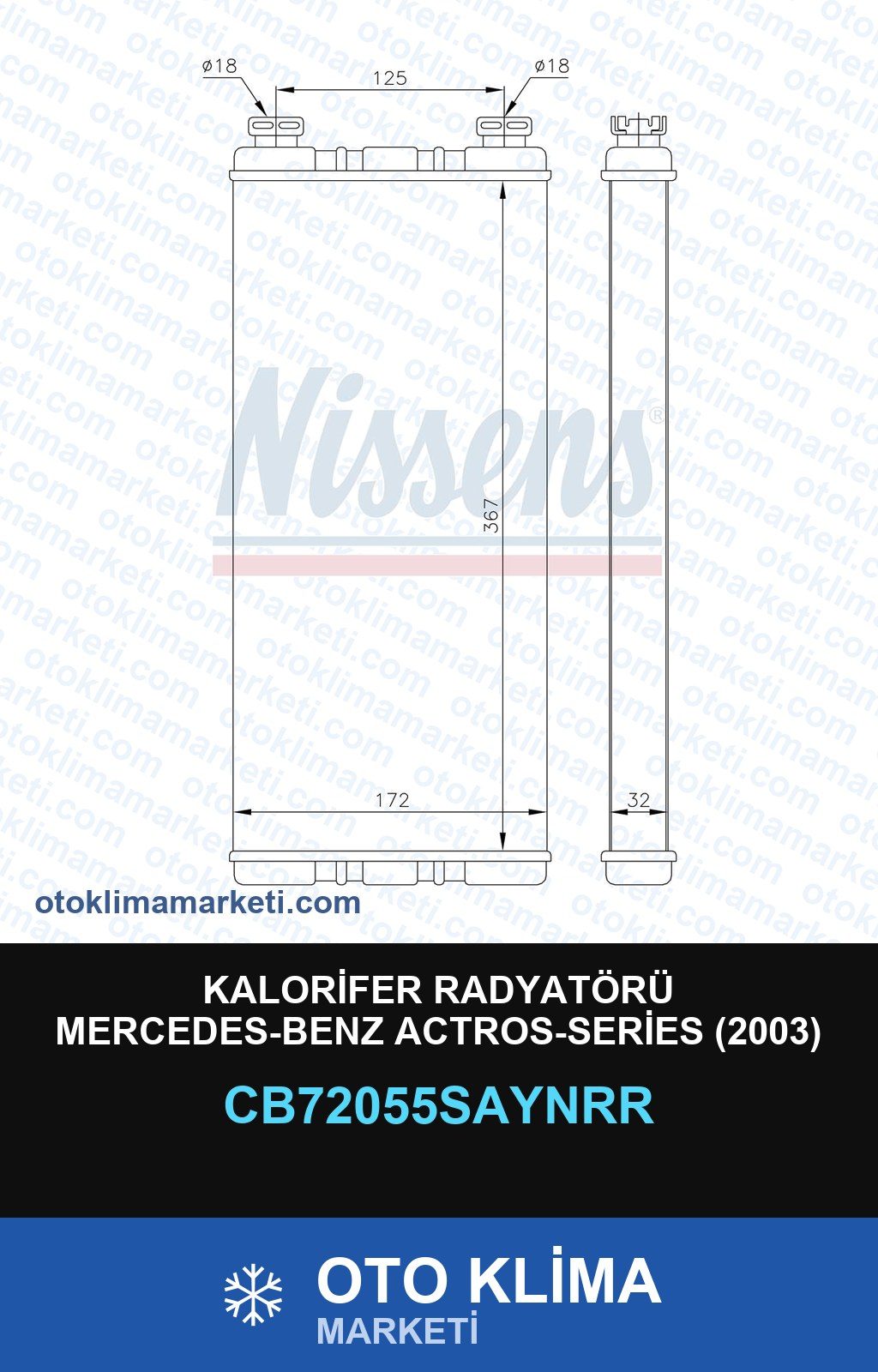 Kalorifer Radyatörü Mercedes-Benz Actros-Series (2003) — KALORİFER PETEĞİ — UNICORE marka — Uyumlu: MERCEDES BENZ