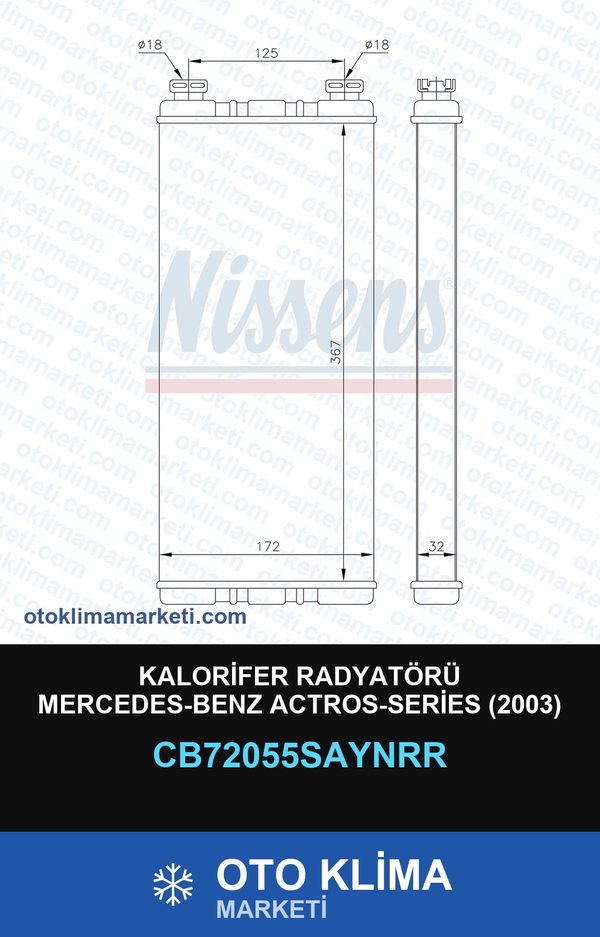 Kalorifer Radyatörü Mercedes-Benz Actros-Series (2003) — KALORİFER PETEĞİ — UNICORE marka — Uyumlu: MERCEDES BENZ