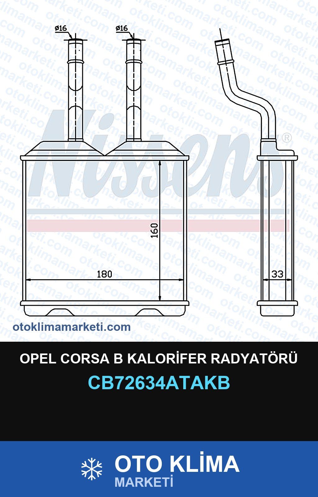 Opel Corsa B Kalorifer Radyatörü — KALORİFER PETEĞİ — VEKA marka — Uyumlu: OPEL