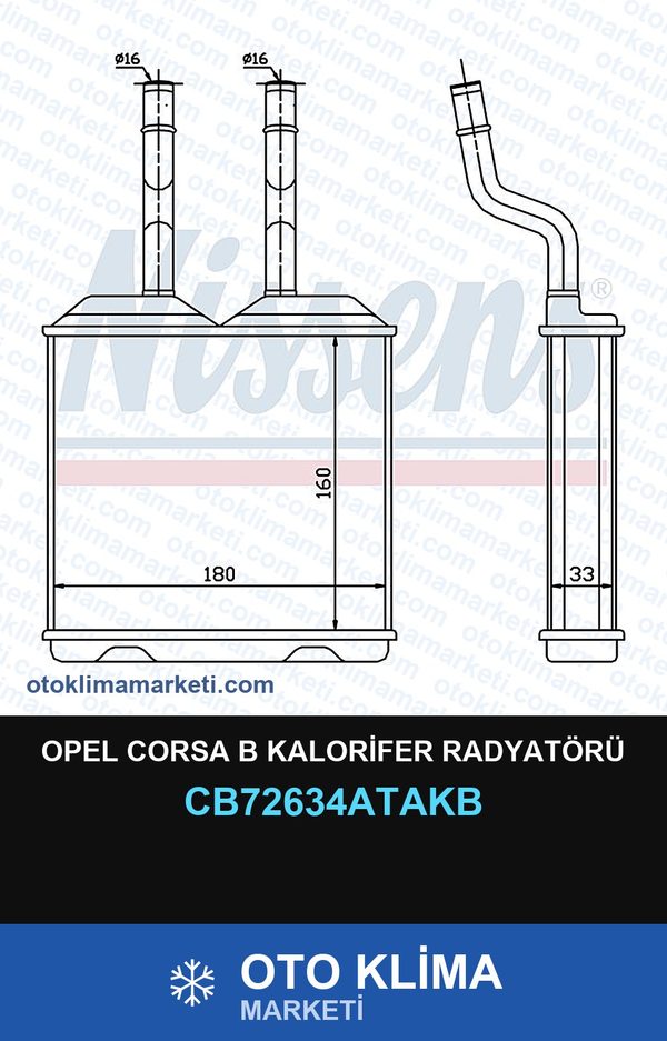 Opel Corsa B Kalorifer Radyatörü — KALORİFER PETEĞİ — VEKA marka — Uyumlu: OPEL