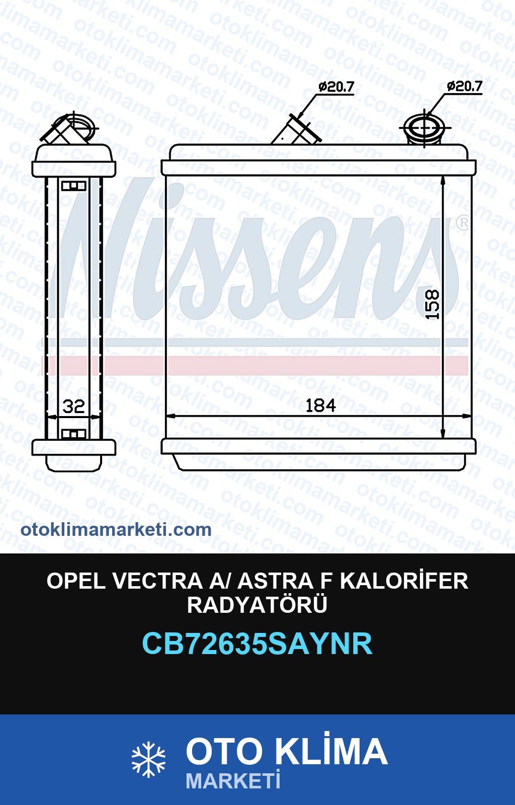 Opel Vectra A/ Astra F Kalorifer Radyatörü — KALORİFER PETEĞİ — UNICORE marka — Uyumlu: OPEL