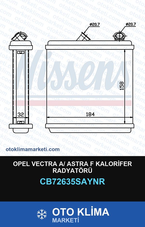 Opel Vectra A/ Astra F Kalorifer Radyatörü — KALORİFER PETEĞİ — UNICORE marka — Uyumlu: OPEL