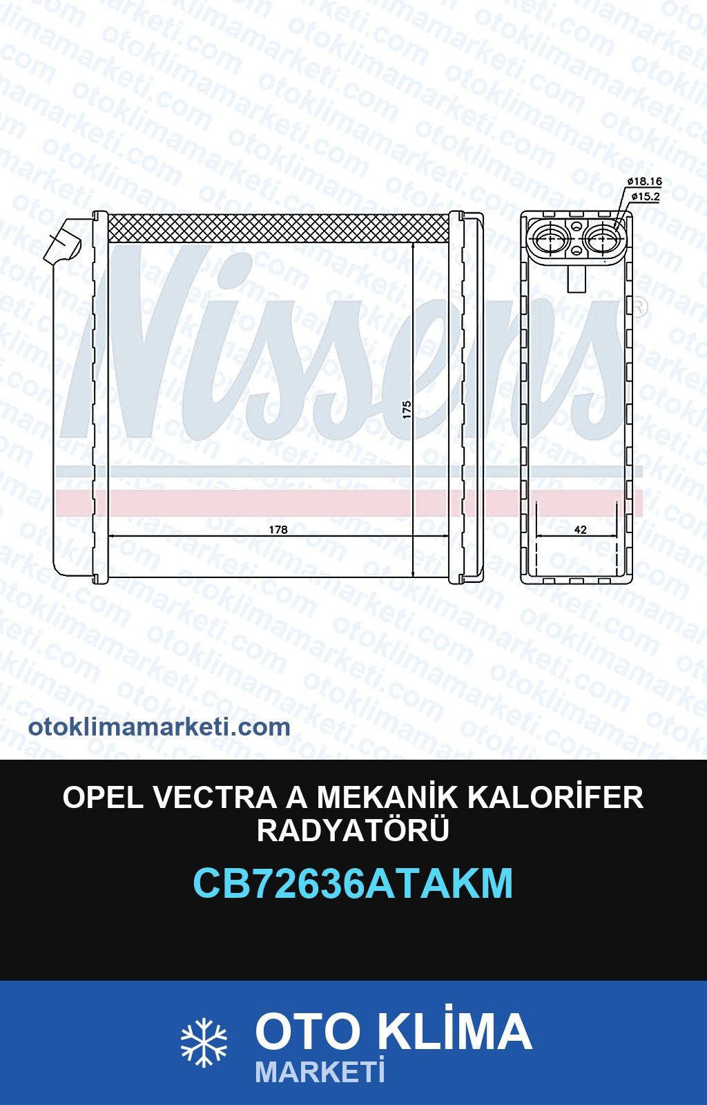 Opel Vectra A Mekanik Kalorifer Radyatörü — KALORİFER PETEĞİ — VEKA marka — Uyumlu: OPEL