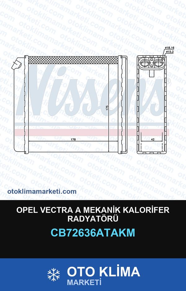 Opel Vectra A Mekanik Kalorifer Radyatörü — KALORİFER PETEĞİ — VEKA marka — Uyumlu: OPEL