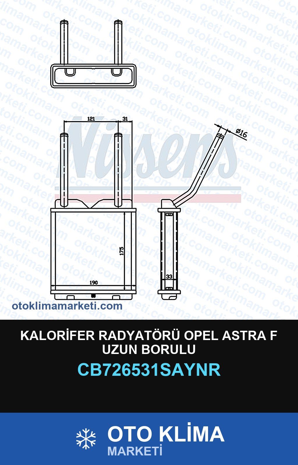 Kalorifer Radyatörü Opel Astra F Uzun Borulu — KALORİFER PETEĞİ — UNICORE marka — Uyumlu: OPEL