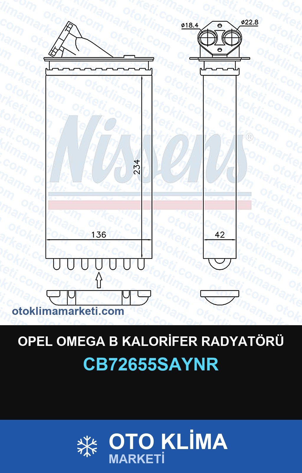 Opel Omega B Kalorifer Radyatörü — KALORİFER PETEĞİ — UNICORE marka — Uyumlu: OPEL