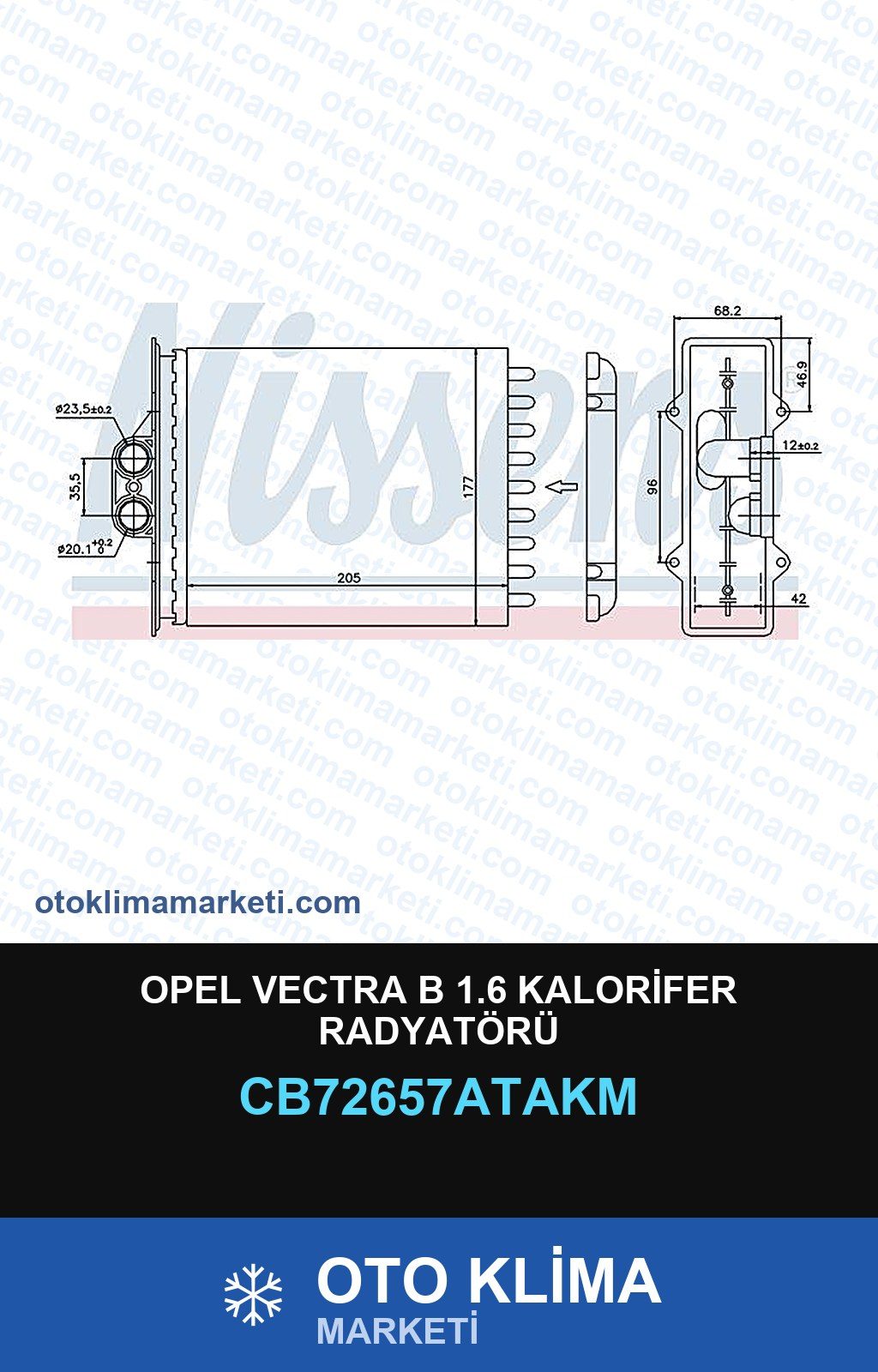 Opel Vectra B 1.6 Kalorifer Radyatörü — KALORİFER PETEĞİ — VEKA marka — Uyumlu: OPEL