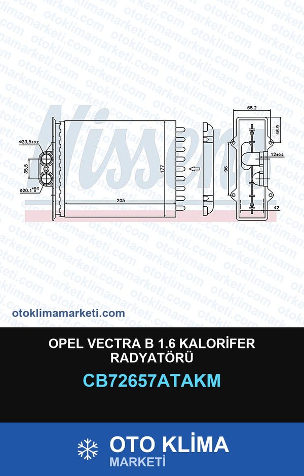 Opel Vectra B 1.6 Kalorifer Radyatörü — KALORİFER PETEĞİ — VEKA marka — Uyumlu: OPEL