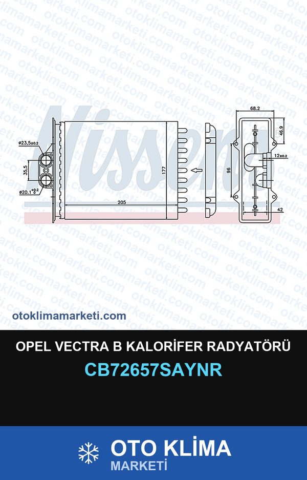 Opel Vectra B Kalorifer Radyatörü — KALORİFER PETEĞİ — COOLTECH marka — Uyumlu: OPEL