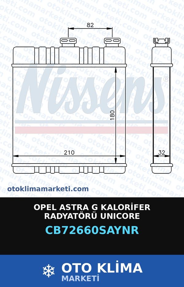 Opel Astra G Kalorifer Radyatörü Unicore — KALORİFER PETEĞİ — UNICORE marka — Uyumlu: OPEL