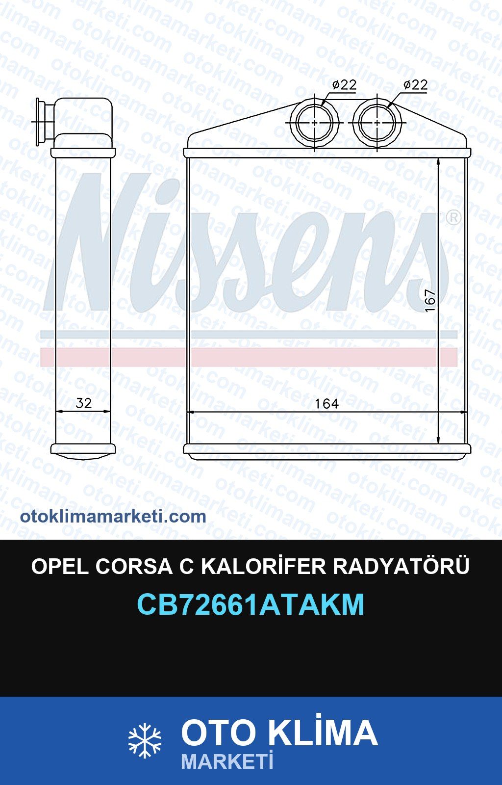 Opel Corsa C Kalorifer Radyatörü — KALORİFER PETEĞİ — VEKA marka — Uyumlu: OPEL