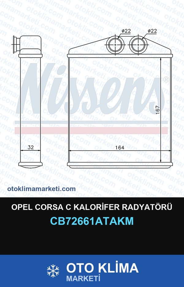 Opel Corsa C Kalorifer Radyatörü — KALORİFER PETEĞİ — VEKA marka — Uyumlu: OPEL