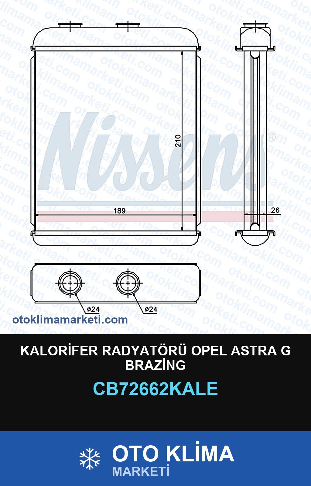 Kalorifer Radyatörü Opel Astra G Brazing — KALORİFER PETEĞİ — KALE marka — Uyumlu: OPEL