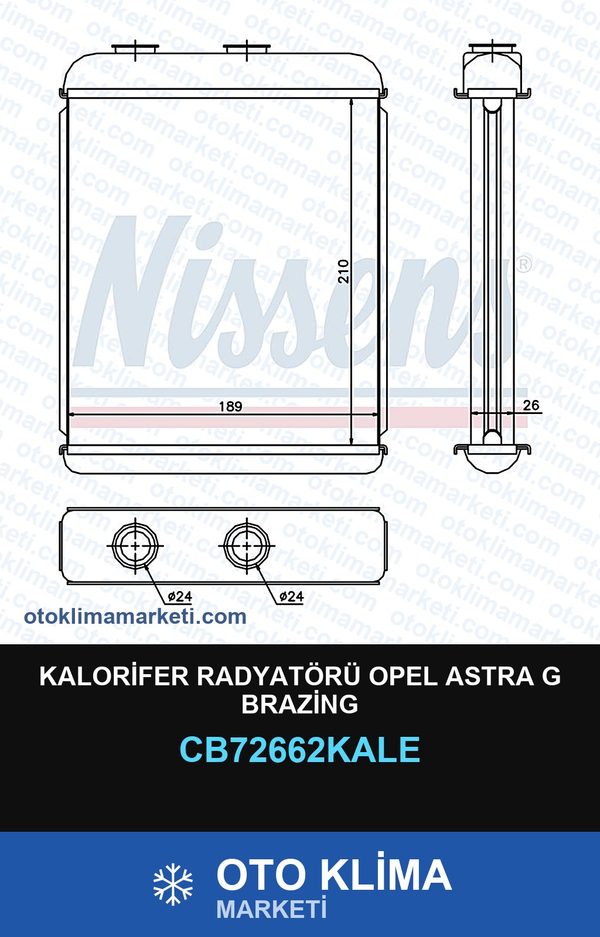Kalorifer Radyatörü Opel Astra G Brazing — KALORİFER PETEĞİ — KALE marka — Uyumlu: OPEL