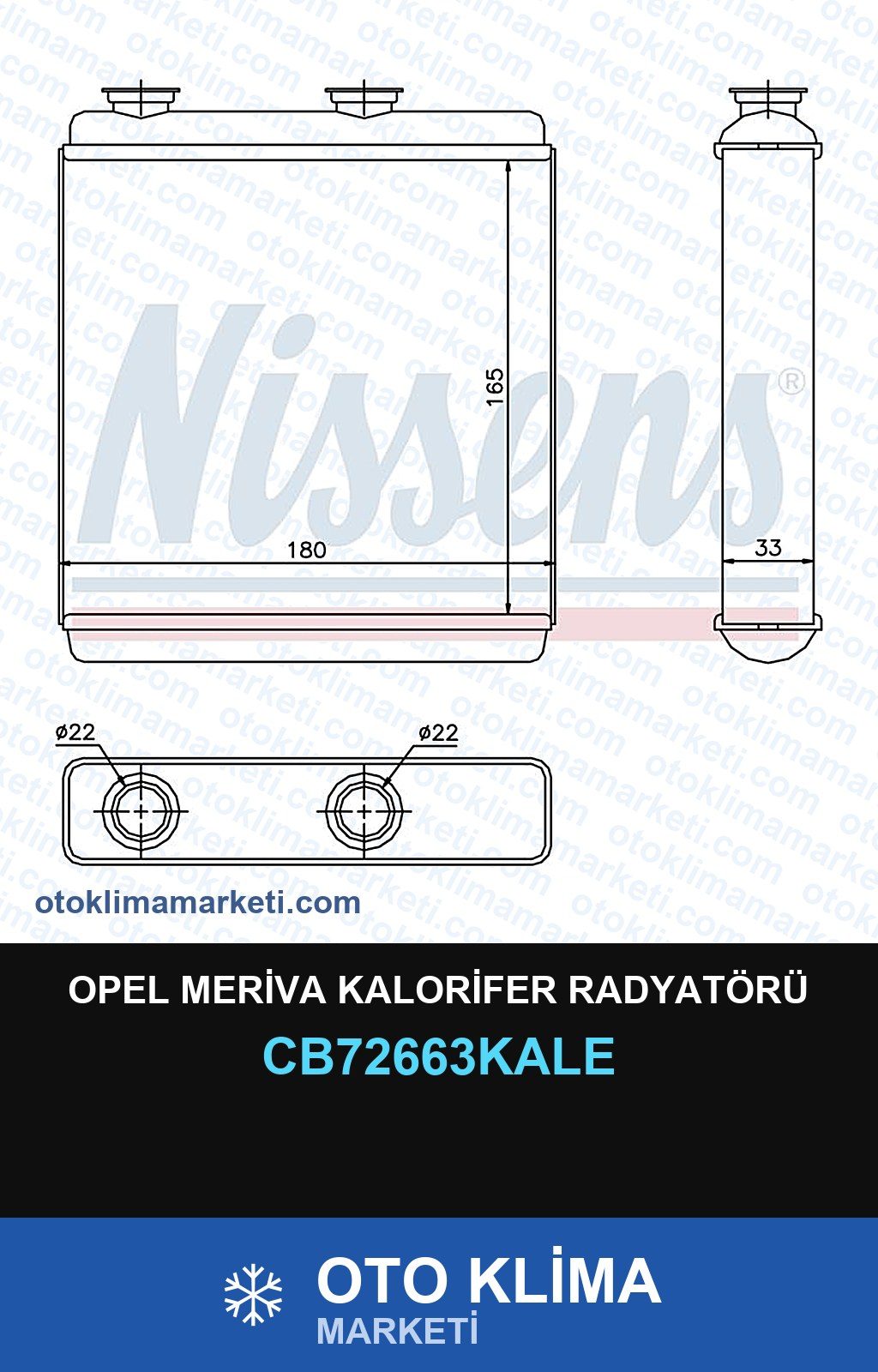 Opel Meriva Kalorifer Radyatörü — KALORİFER PETEĞİ — KALE marka — Uyumlu: OPEL