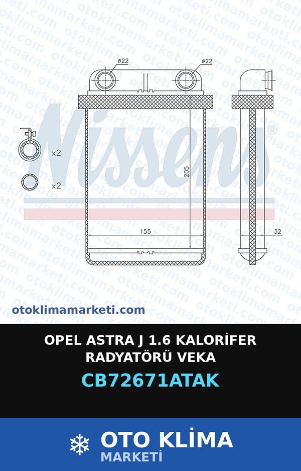 Opel Astra J 1.6 Kalorifer Radyatörü Veka — KALORİFER PETEĞİ — VEKA marka — Uyumlu: OPEL