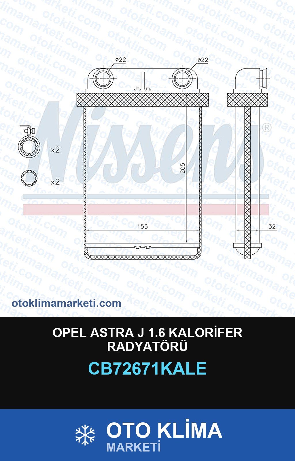 Opel Astra J 1.6 Kalorifer Radyatörü — KALORİFER PETEĞİ — KALE marka — Uyumlu: OPEL