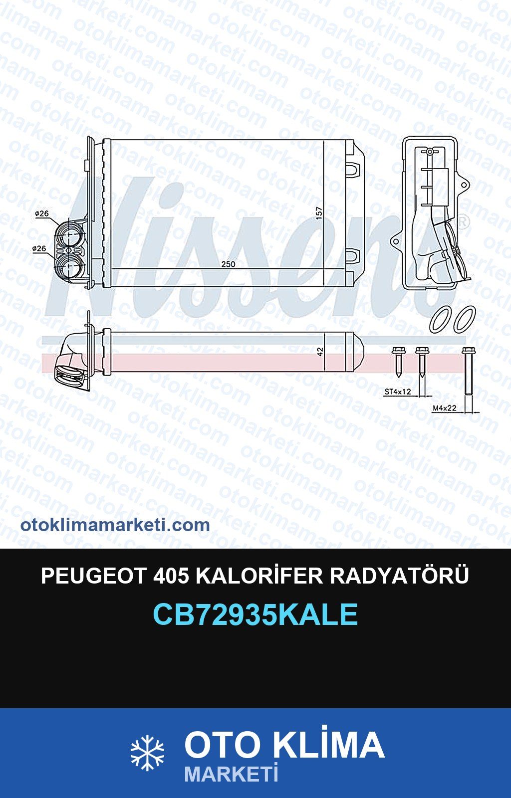 Peugeot 405 Kalorifer Radyatörü — KALORİFER PETEĞİ — KALE marka — Uyumlu: PEUGEOT