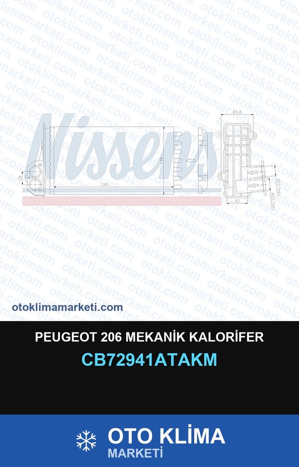 Peugeot 206 Mekanik Kalorifer — KALORİFER PETEĞİ — VEKA marka — Uyumlu: PEUGEOT