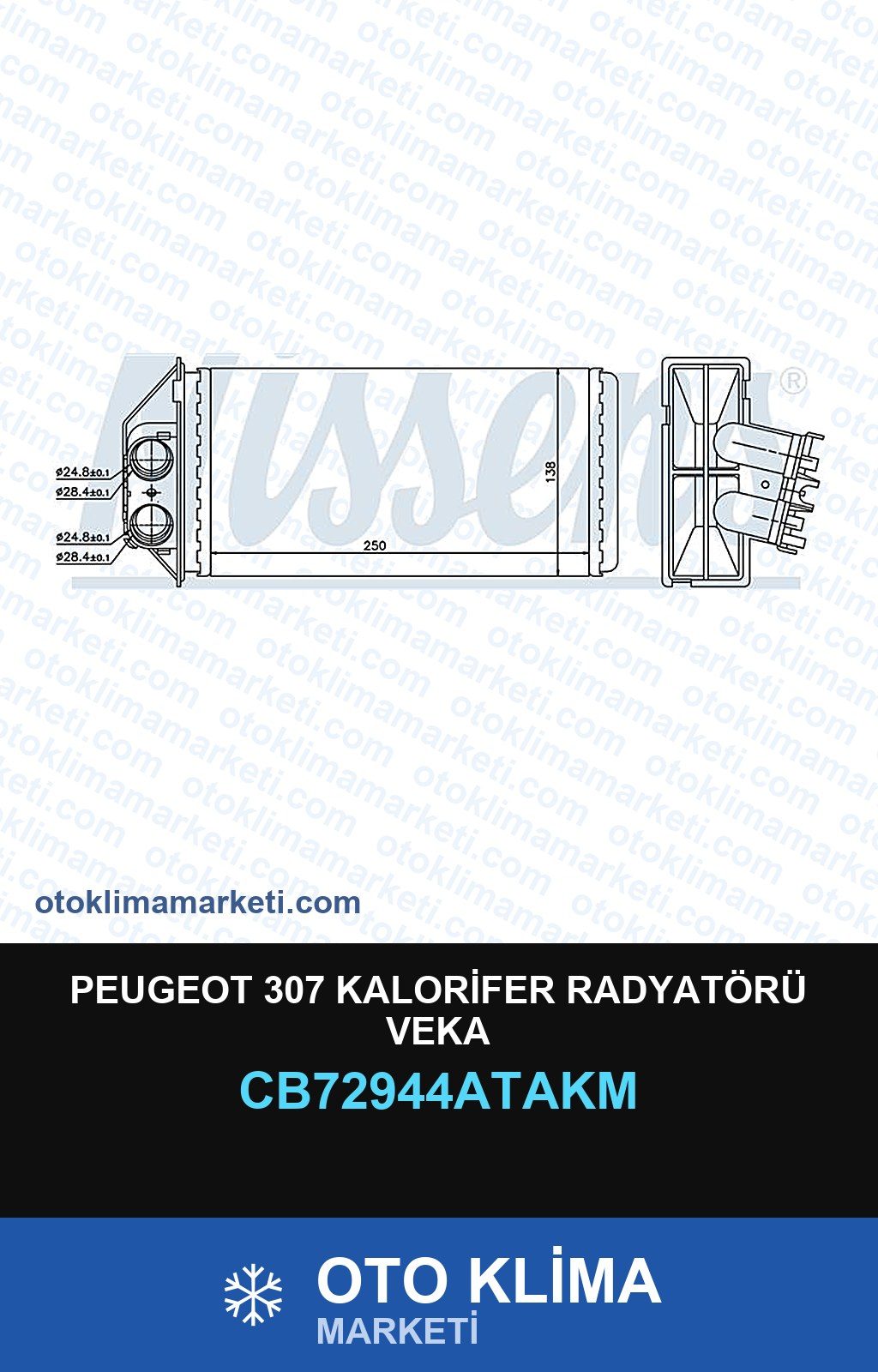 Peugeot 307 Kalorifer Radyatörü Veka — KALORİFER PETEĞİ — VEKA marka — Uyumlu: PEUGEOT