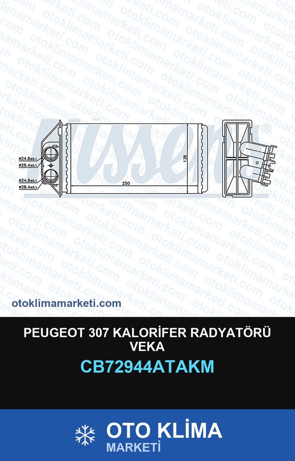 Peugeot 307 Kalorifer Radyatörü Veka — KALORİFER PETEĞİ — VEKA marka — Uyumlu: PEUGEOT