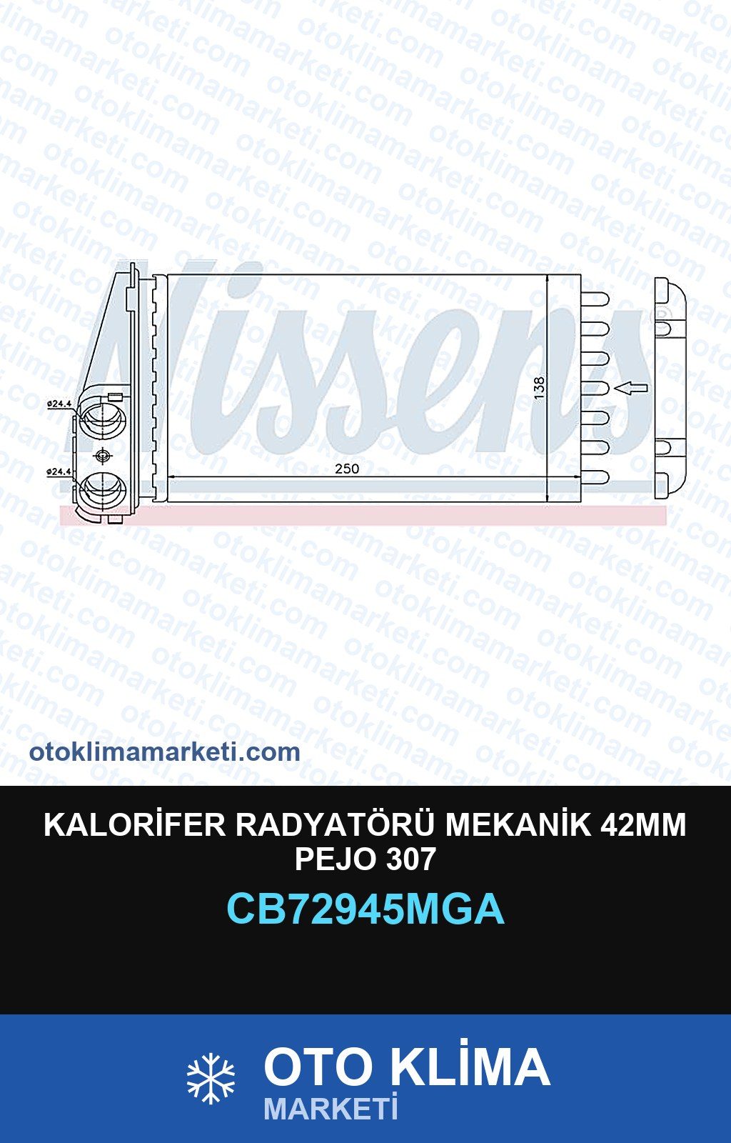 Kalorifer Radyatörü Mekanik 42MM Pejo 307 — KALORİFER PETEĞİ — MGA marka