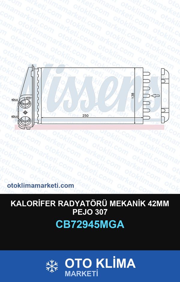 Kalorifer Radyatörü Mekanik 42MM Pejo 307 — KALORİFER PETEĞİ — MGA marka