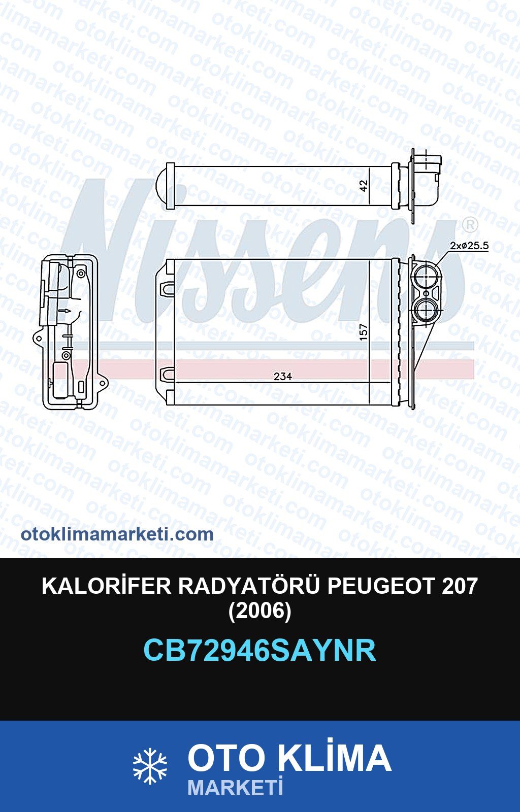 Kalorifer Radyatörü Peugeot 207 (2006) — KALORİFER PETEĞİ — COOLTECH marka — Uyumlu: PEUGEOT