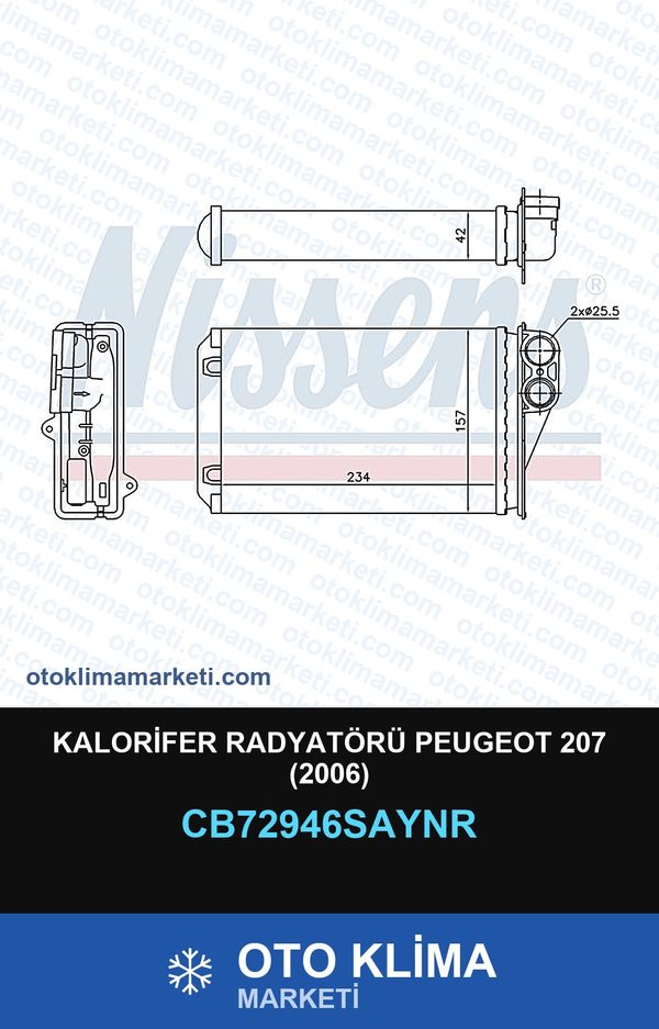 Kalorifer Radyatörü Peugeot 207 (2006) — KALORİFER PETEĞİ — COOLTECH marka — Uyumlu: PEUGEOT