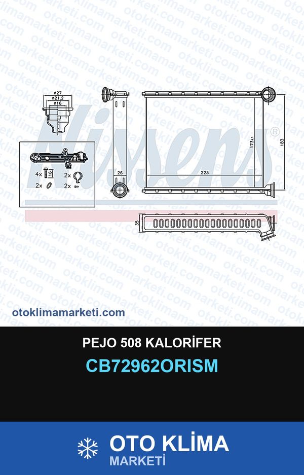 Pejo 508 Kalorifer — KALORİFER PETEĞİ — ORİS marka