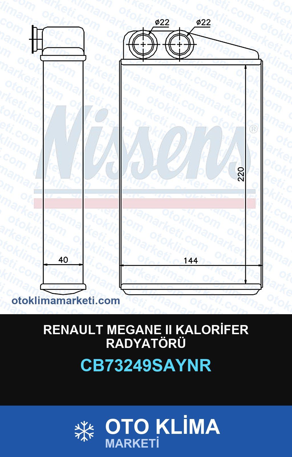 Renault Megane II (2) Kalorifer Radyatörü — KALORİFER PETEĞİ — UNICORE marka — Uyumlu: RENAULT