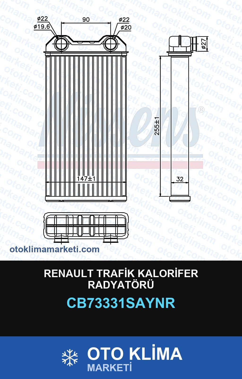 Renault Trafik Kalorifer Radyatörü — KALORİFER PETEĞİ — UNICORE marka — Uyumlu: RENAULT
