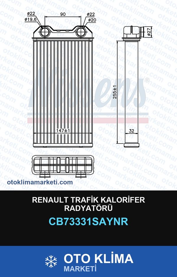 Renault Trafik Kalorifer Radyatörü — KALORİFER PETEĞİ — UNICORE marka — Uyumlu: RENAULT