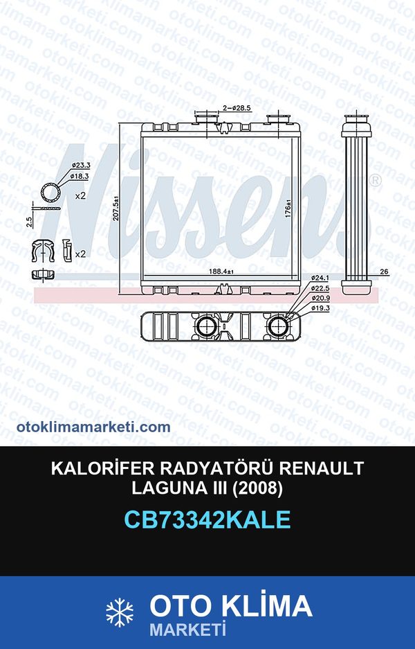 Kalorifer Radyatörü Renault Laguna III (3) (2008) — KALORİFER PETEĞİ — KALE marka — Uyumlu: RENAULT