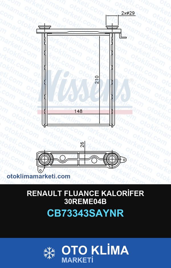 Renault Fluance Kalorifer 30REME04B — KALORİFER PETEĞİ — UNICORE marka — Uyumlu: RENAULT