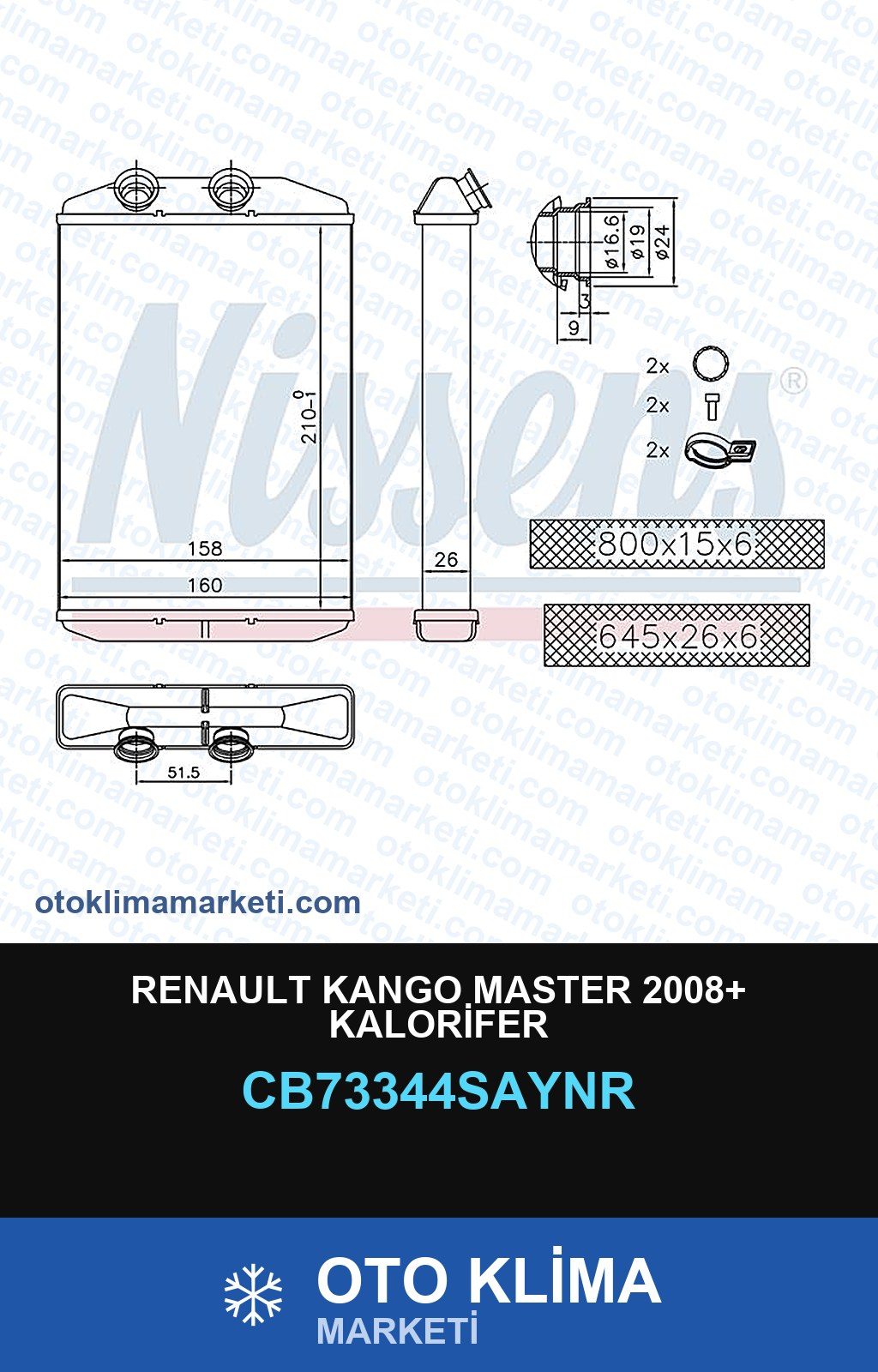 Renault Kango Master 2008+ Kalorifer — KALORİFER PETEĞİ — UNICORE marka — Uyumlu: RENAULT