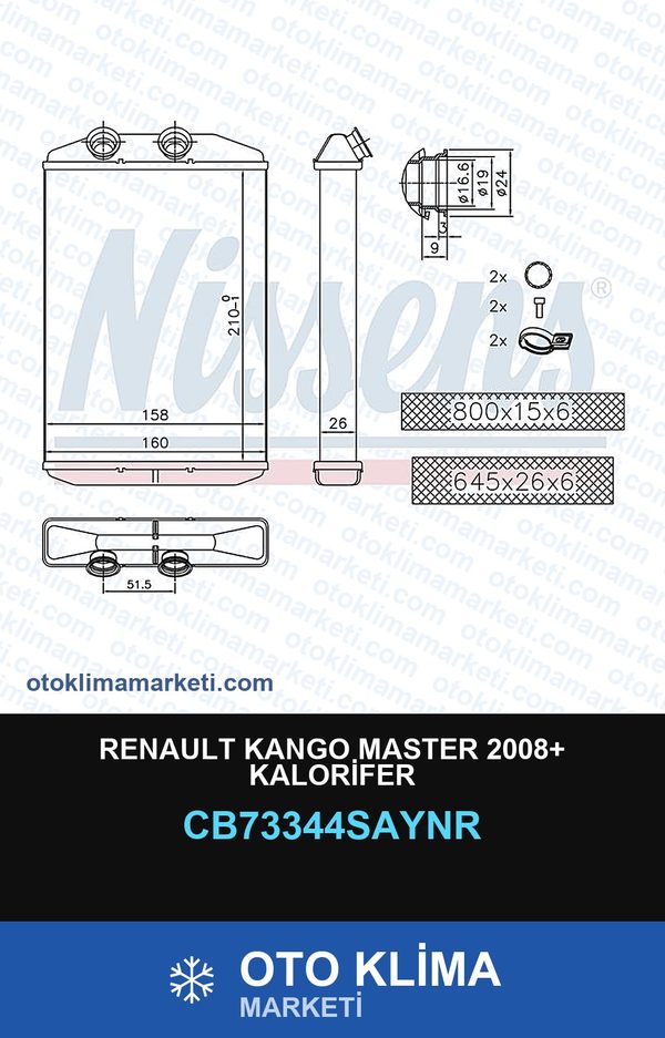 Renault Kango Master 2008+ Kalorifer — KALORİFER PETEĞİ — UNICORE marka — Uyumlu: RENAULT