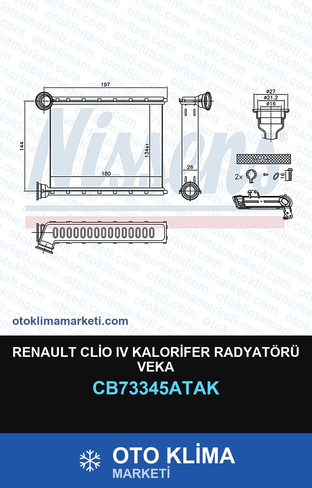 Renault Clio IV (4) Kalorifer Radyatörü Veka — KALORİFER PETEĞİ — VEKA marka — Uyumlu: RENAULT