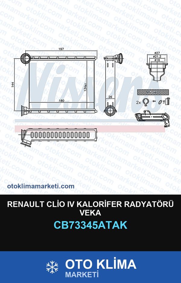 Renault Clio IV (4) Kalorifer Radyatörü Veka — KALORİFER PETEĞİ — VEKA marka — Uyumlu: RENAULT