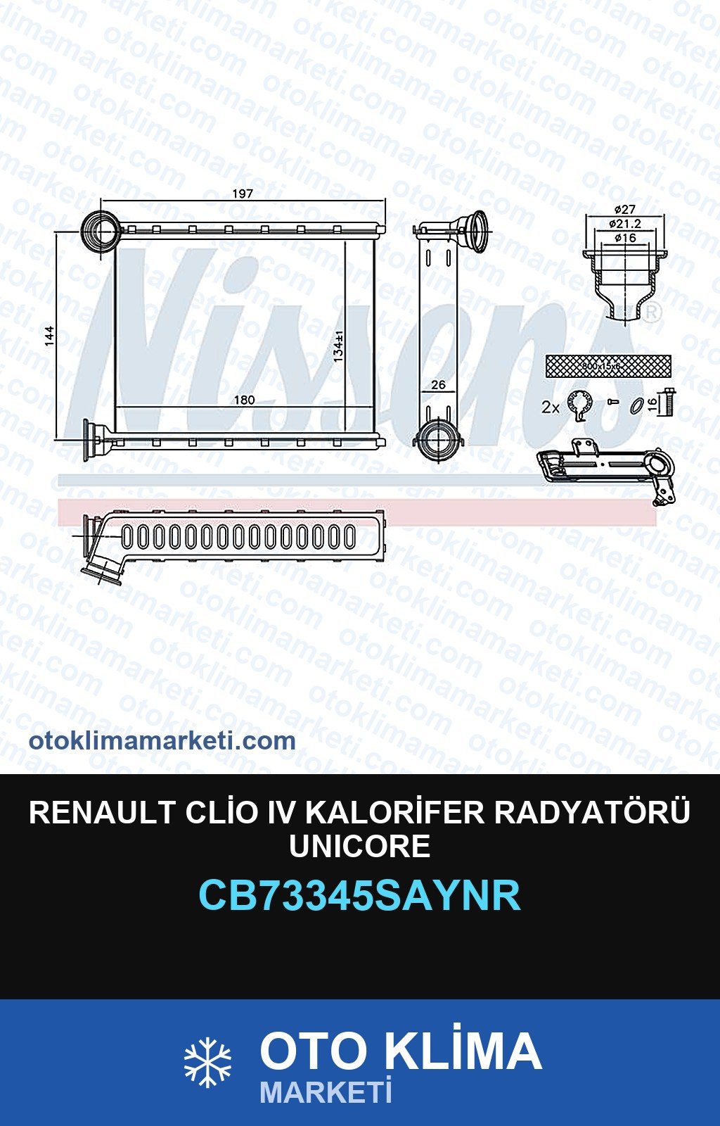 Renault Clio IV (4) Kalorifer Radyatörü Unicore — KALORİFER PETEĞİ — UNICORE marka — Uyumlu: RENAULT