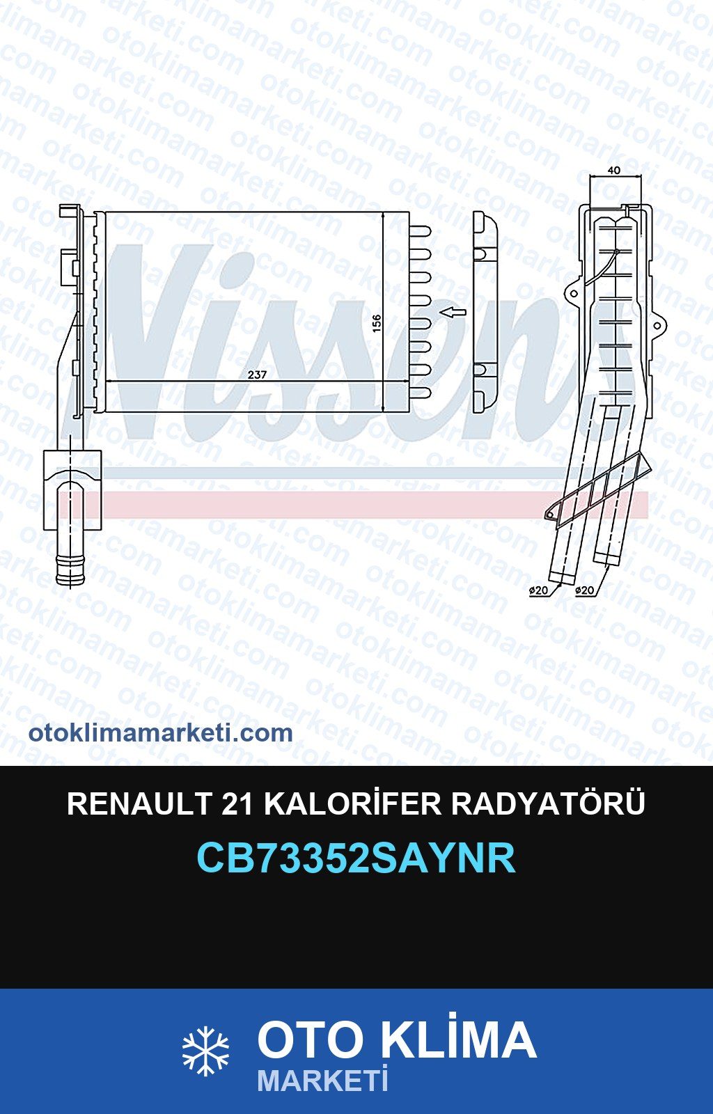 Renault 21 Kalorifer Radyatörü — KALORİFER PETEĞİ — UNICORE marka — Uyumlu: RENAULT