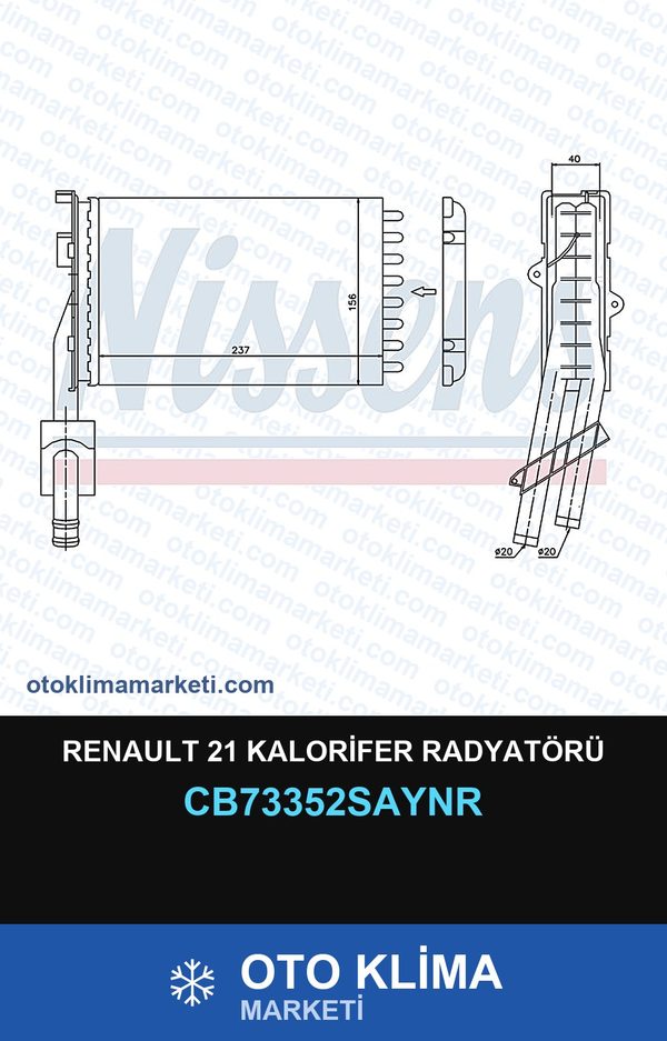 Renault 21 Kalorifer Radyatörü — KALORİFER PETEĞİ — UNICORE marka — Uyumlu: RENAULT