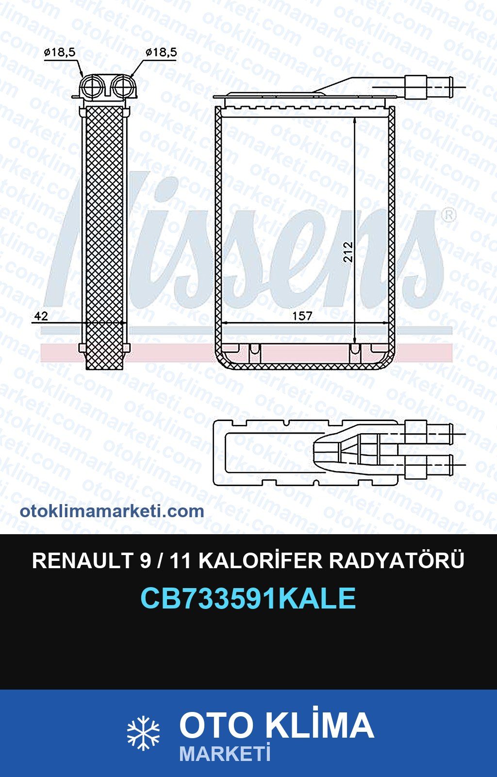 Renault 9 / 11 Kalorifer Radyatörü — KALORİFER PETEĞİ — KALE marka — Uyumlu: RENAULT