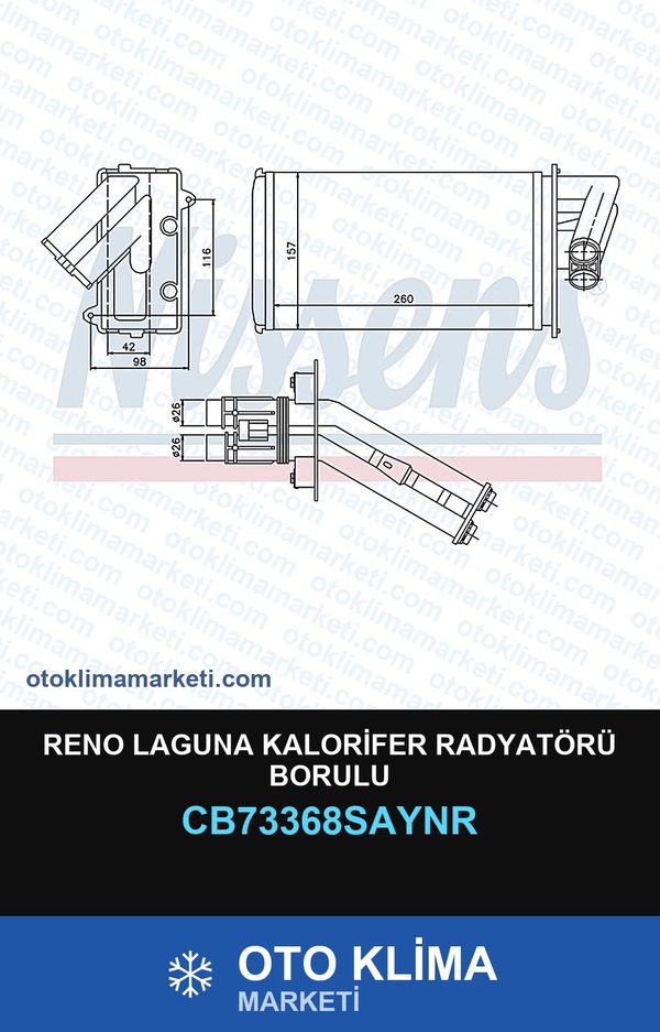 Reno Laguna Kalorifer Radyatörü Borulu — KALORİFER PETEĞİ — COOLTECH marka