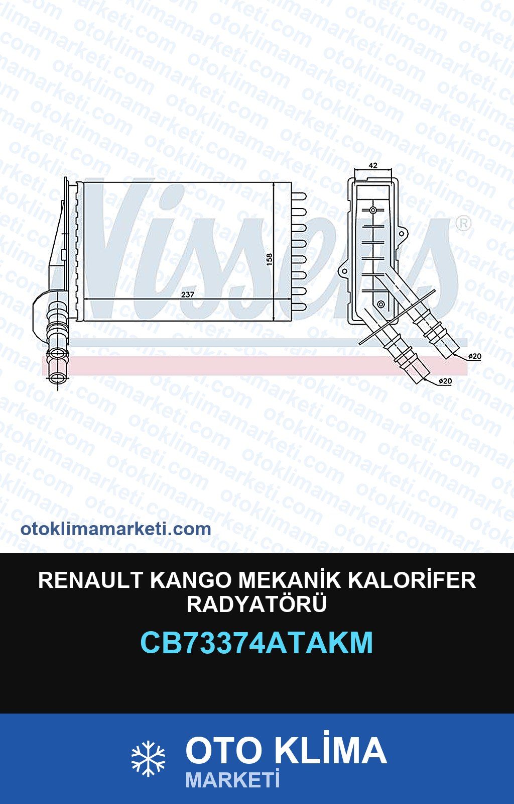 Renault Kango Mekanik Kalorifer Radyatörü — KALORİFER PETEĞİ — VEKA marka — Uyumlu: RENAULT