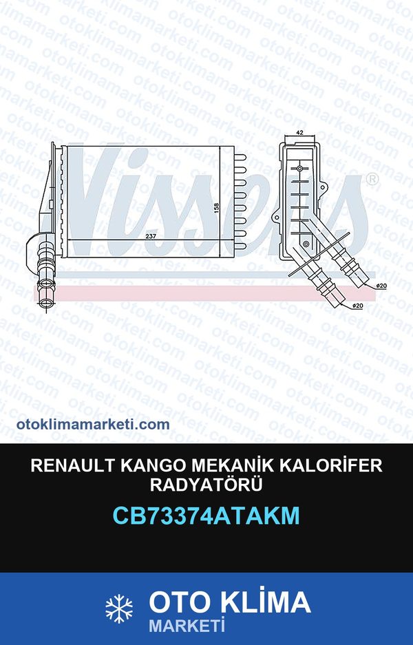 Renault Kango Mekanik Kalorifer Radyatörü — KALORİFER PETEĞİ — VEKA marka — Uyumlu: RENAULT