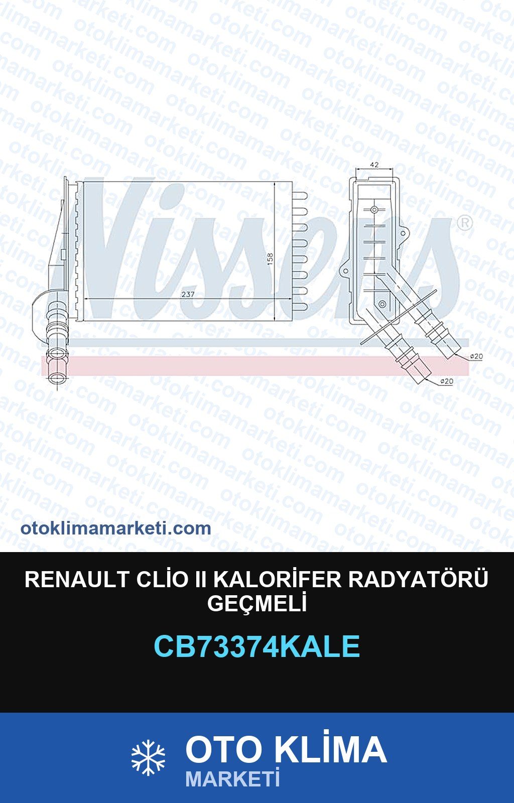 Renault Clio II (2) Kalorifer Radyatörü Geçmeli — KALORİFER PETEĞİ — KALE marka — Uyumlu: RENAULT