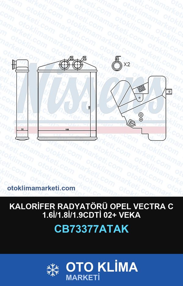 Kalorifer Radyatörü Opel Vectra C 1.6İ/1.8İ/1.9CDTİ 02+ Veka — KALORİFER PETEĞİ — VEKA marka — Uyumlu: OPEL